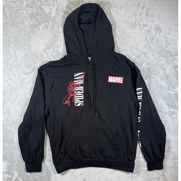 Marvel Spider-Man Hoodie Mens XL Black Pullover Sweatshirt Comic Book Superhero - Picture 1 of 11